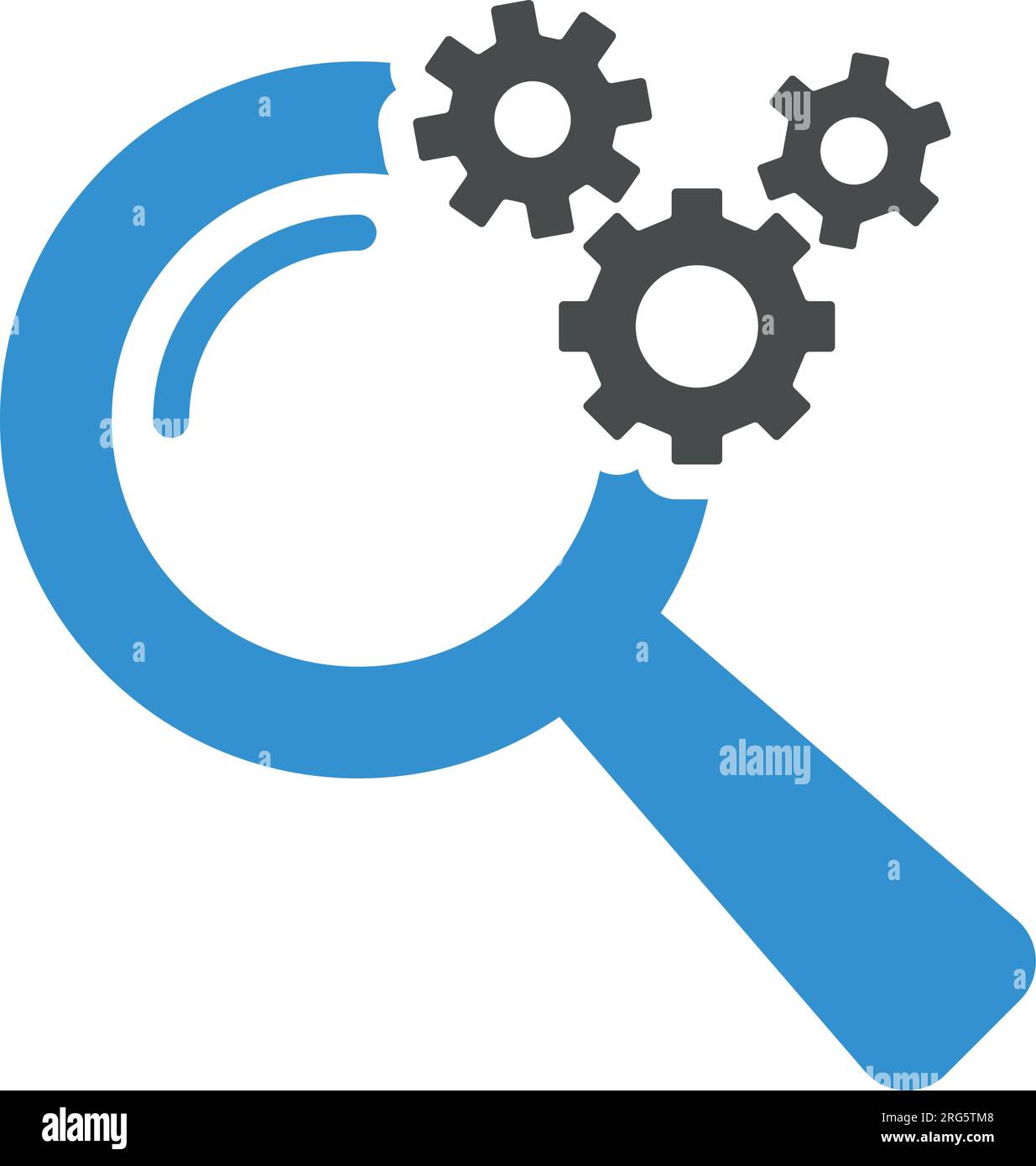 Magnifying glass with with gears for search engine optimization vector illustration icon Stock Vector