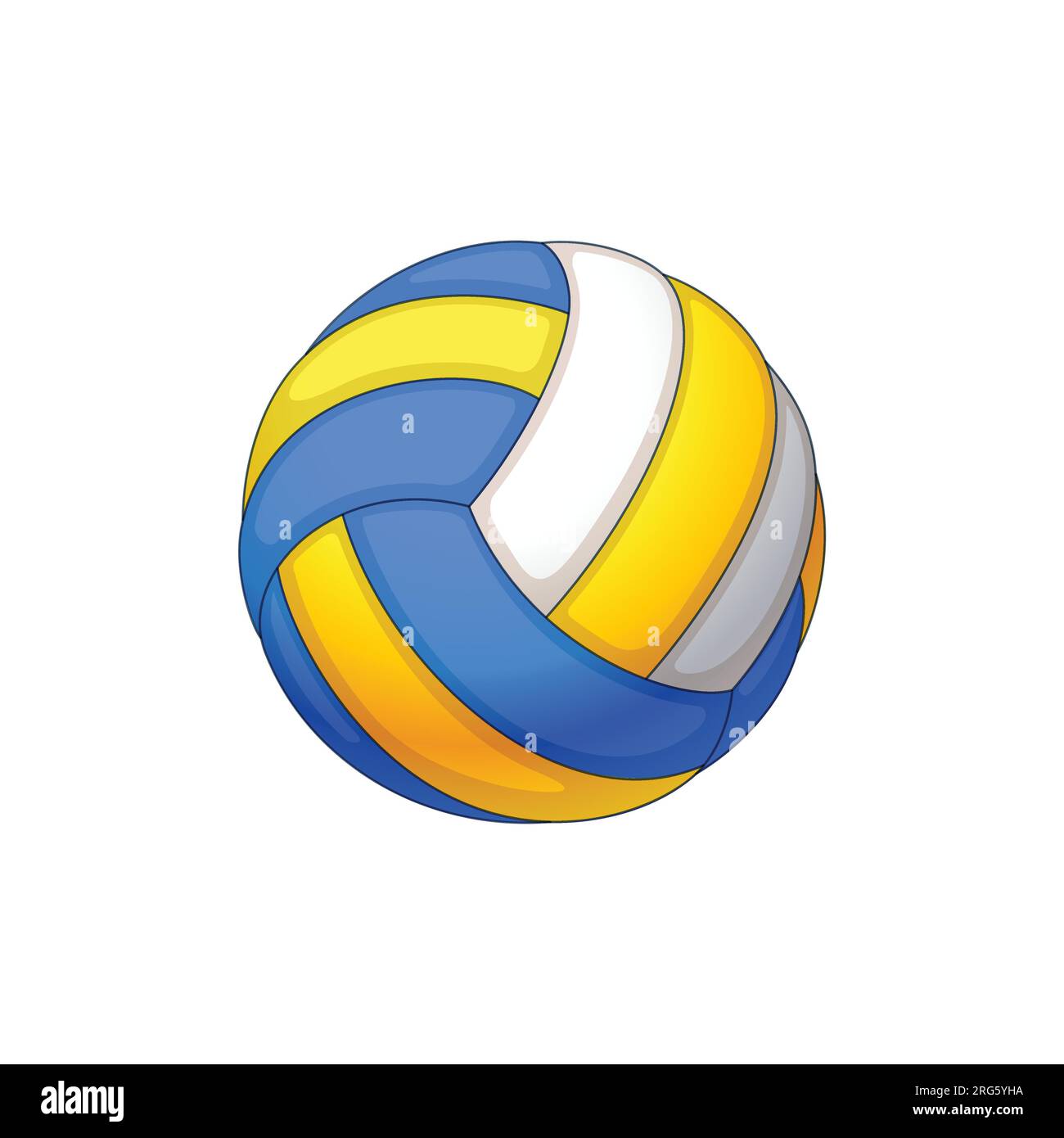 simple classic blue yellow white beach volleyball ball outline drawing ...