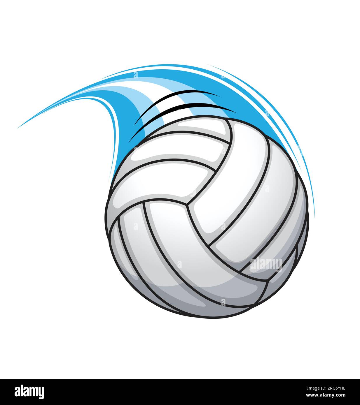 fast paced flying volleyball ball in serve motion with blue streak