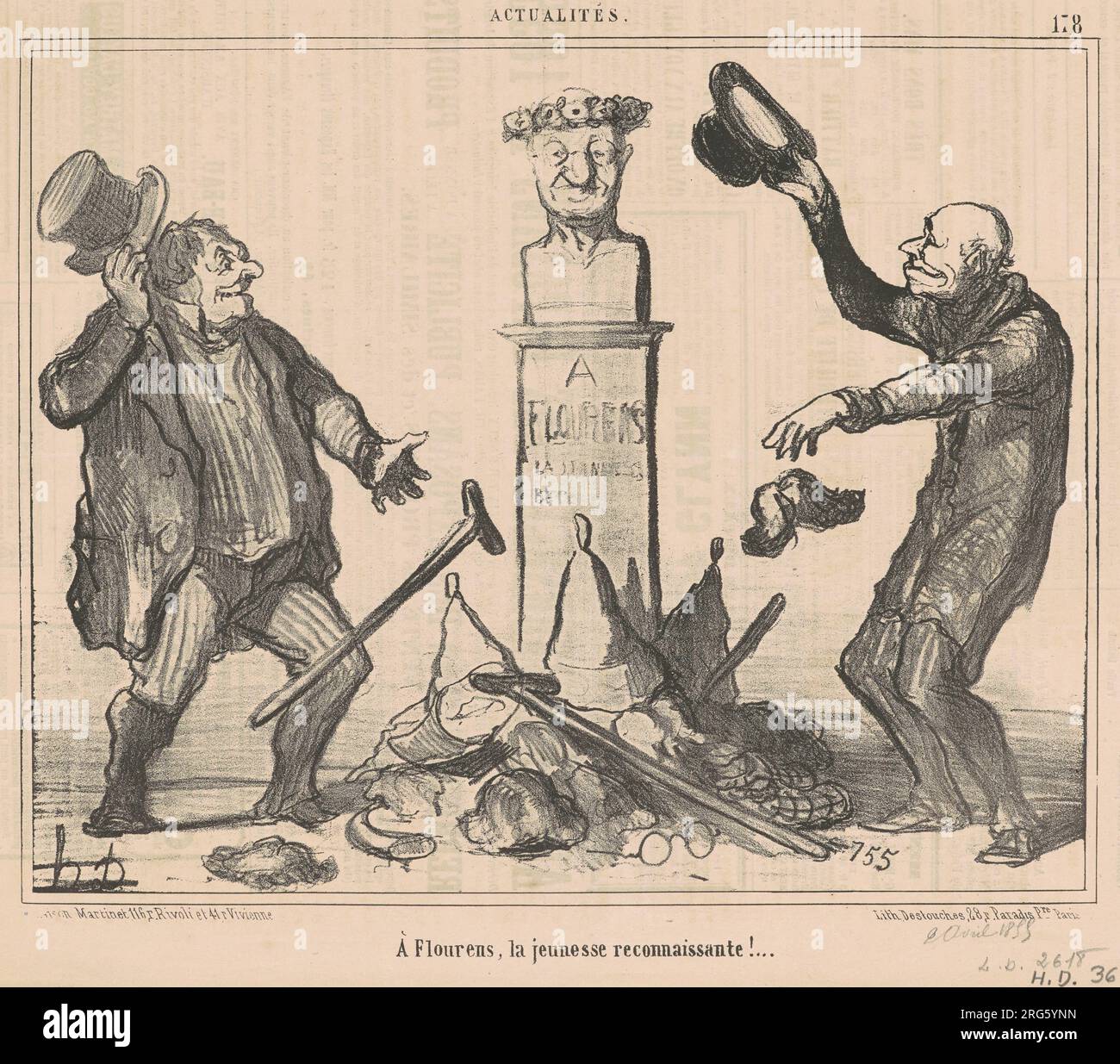 A Flourens, la jeunesse reconnaissante! 19th century by Honoré Daumier Stock Photo