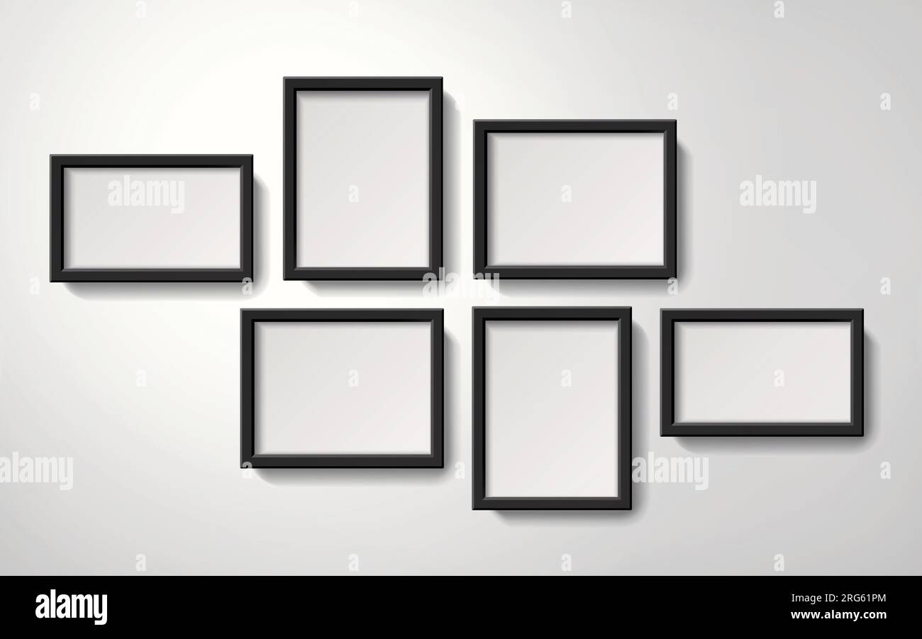 Black And White Realistic Picture Frames Set Stock Illustration