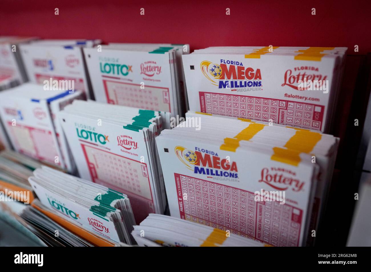 Lottery forms are shown, Monday, Aug. 7, 2023, at the Presidente ...