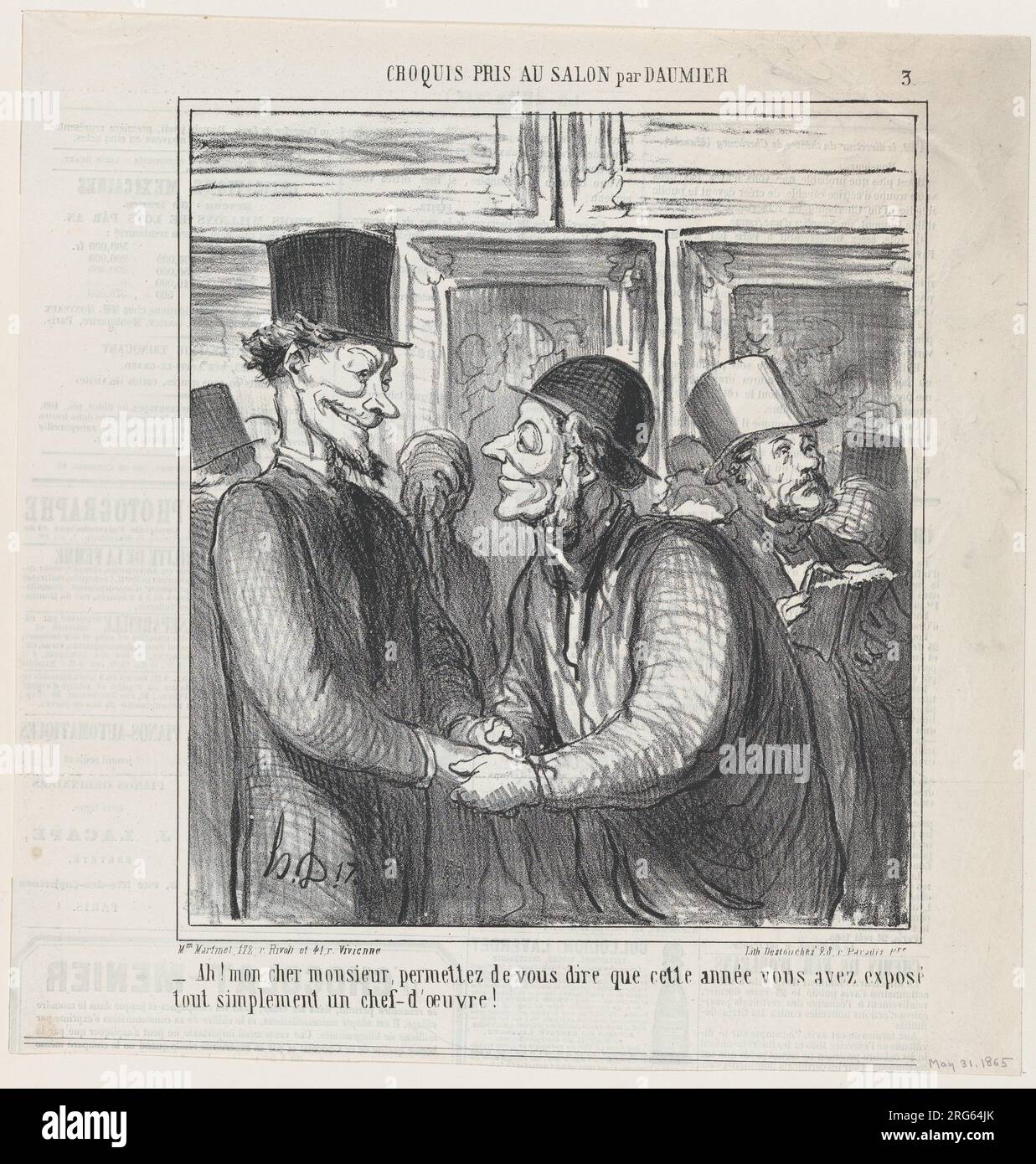 Ah, my dear sir, allow me to tell you that this year you have quite simply exhibited a masterpiece, from 'Sketches from the Salon,' published in Le Charivari, May 31, 1865 31 May 1865 by Honoré Daumier Stock Photo