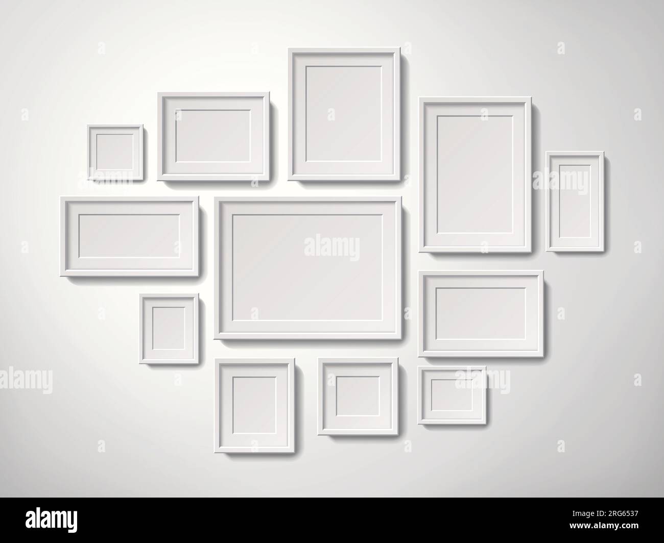 https://c8.alamy.com/comp/2RG6537/blank-white-picture-frames-collection-hanging-on-the-wall-3d-illustration-realistic-style-2RG6537.jpg
