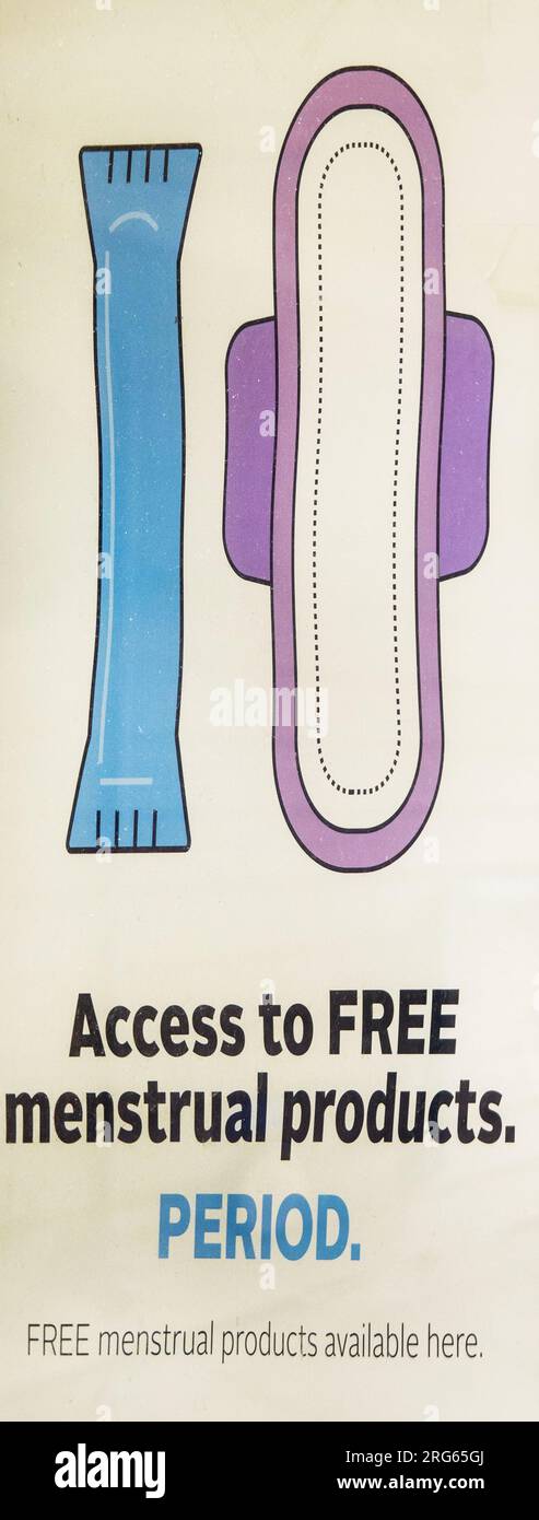 access to free menstrual products period sign Stock Photo - Alamy