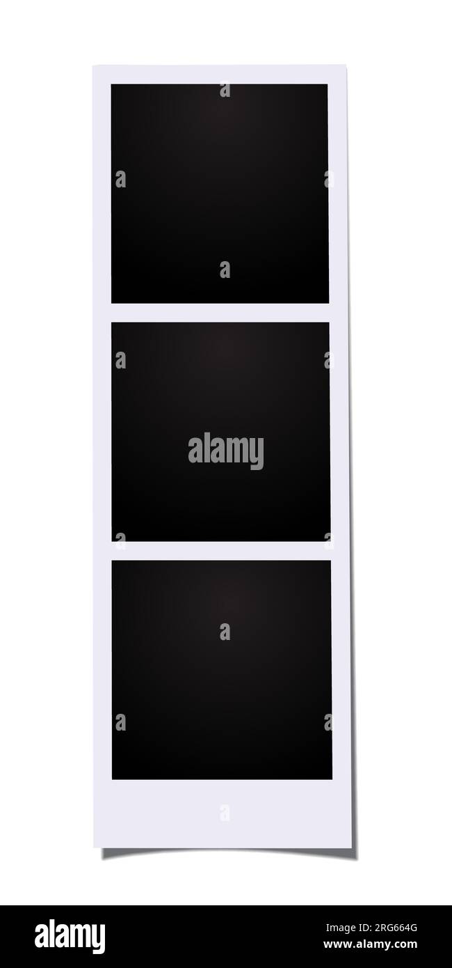 Triple photo vector template. Three blank frames photo booth images isolated on white background