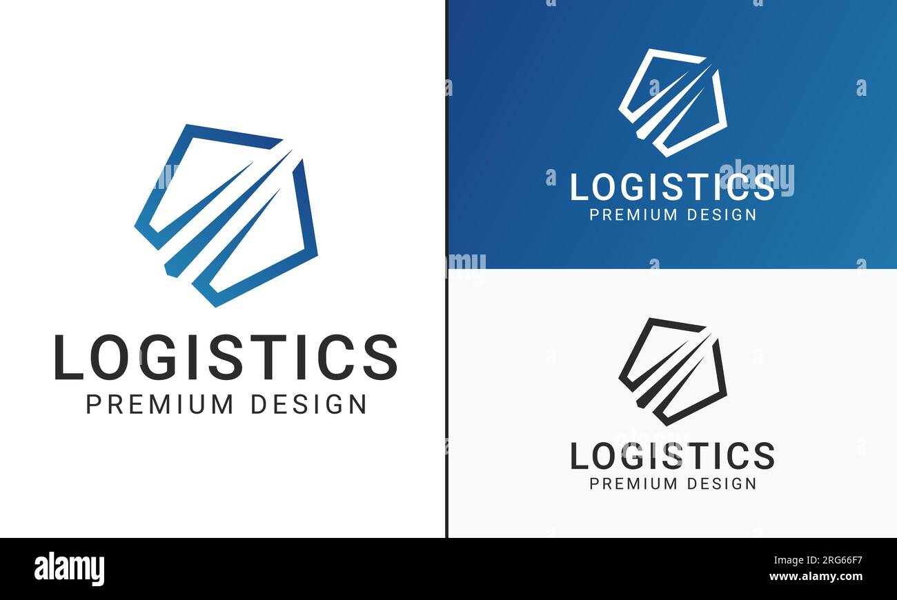 Pentagon with Fast Symbol of Delivery Logistics Fast Delivery Logotype Stock Vector