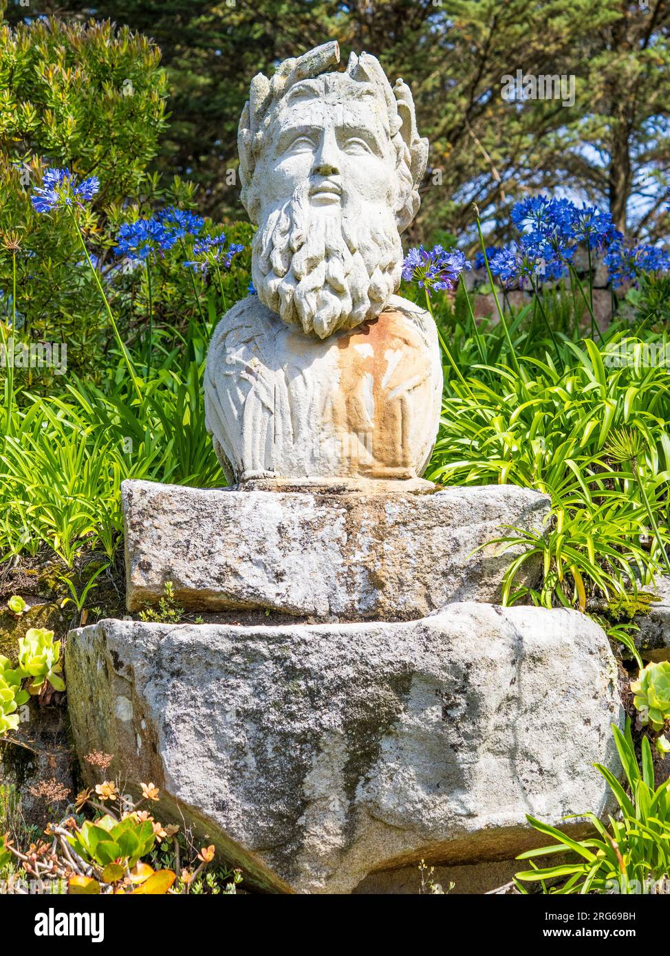 Statue of Father Neptune, Tresco Abbey Gardens, Tresco, Isles of Scilly