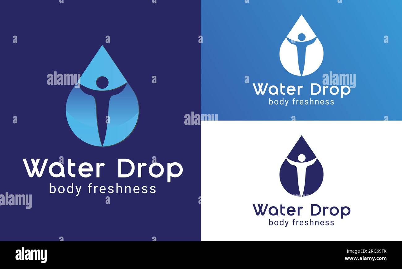 Human Water Drop Logo Design Freshness and Wellness Logotype Stock Vector