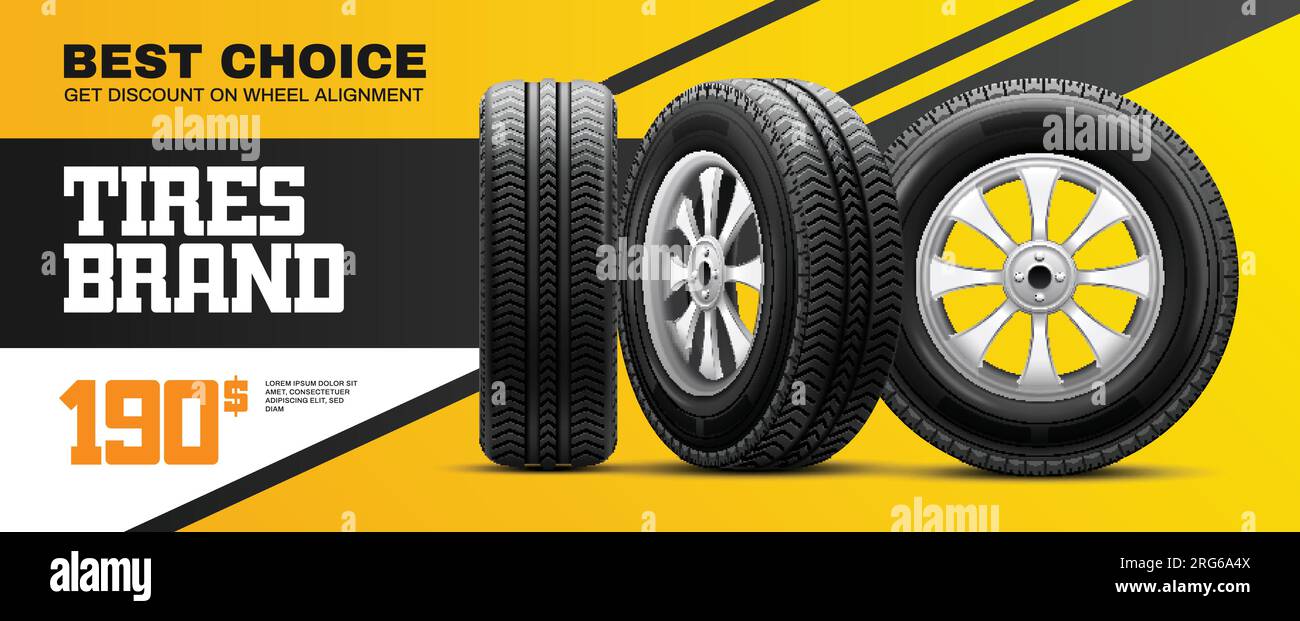 Best choice of wheel tire horizontal ads poster with place for tires