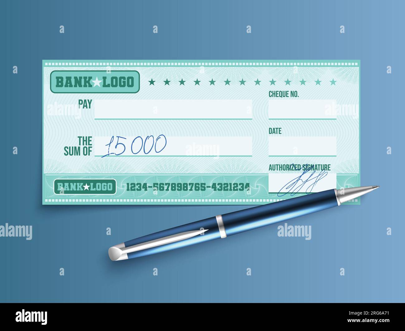 Business concept with pen and signed bank check with filled handwritten