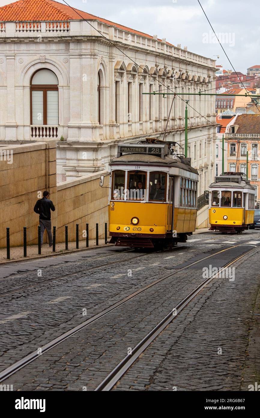 Lisbon, Tram line 28, Portugal, Europe Stock Photo Alamy