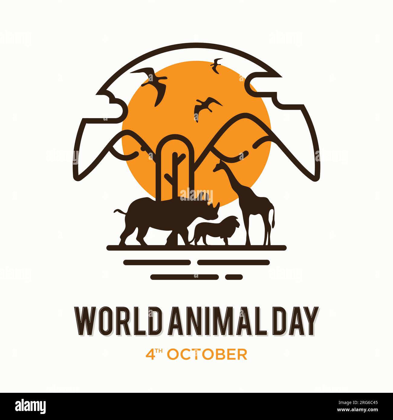 World Animal Day Poster with silhouettes of wild animals icon vector