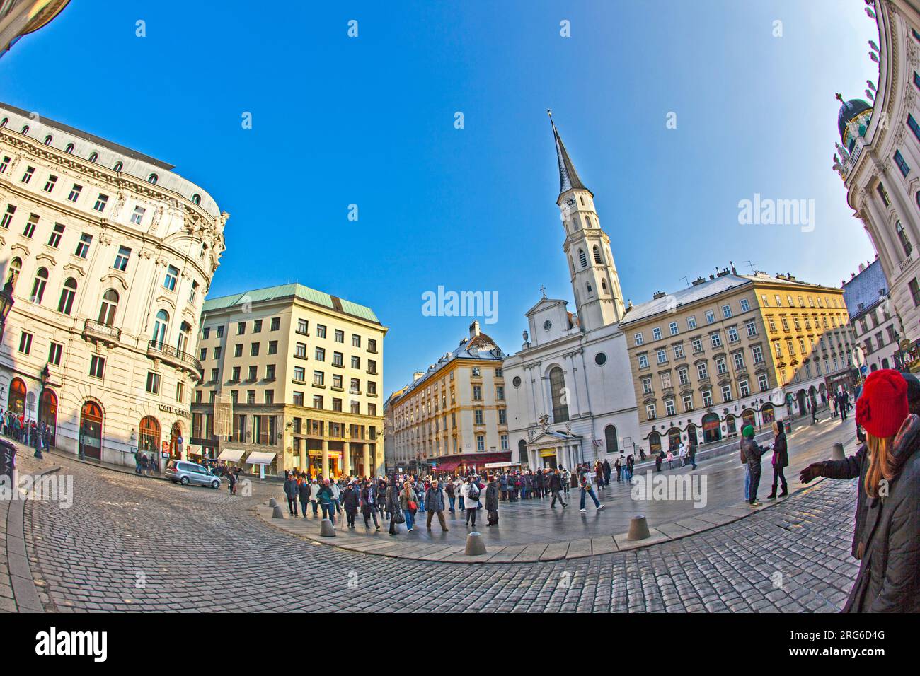 VIENNA, AUSTRIA - NOV 26: view of the Michaelerplatz with famous cafe Griensteidl on November 26,2010 in Vienna, Austria. The cafe opened first in 184 Stock Photo