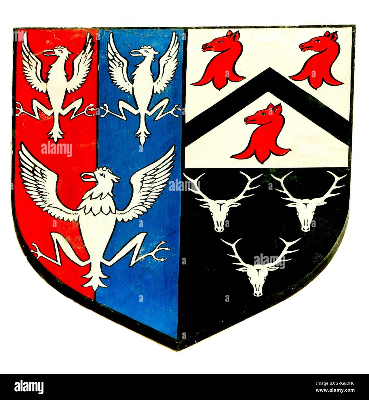 Shield, Coat of Arms, of the Earl of Leicester, heraldry, heraldic device,  displayed eagle, Flitcham church, Norfolk, England, UK Stock Photo
