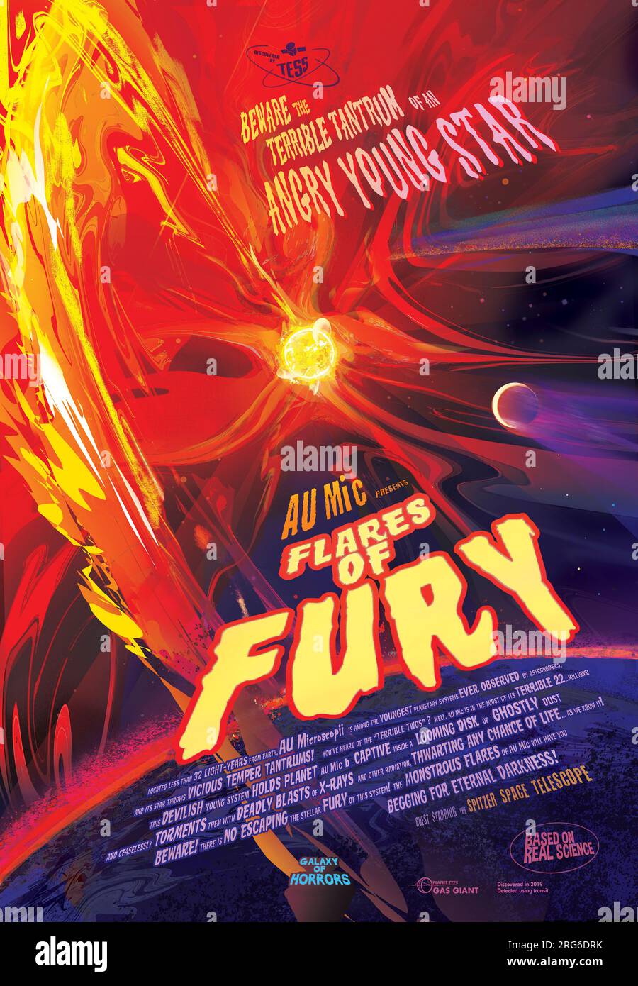 Flares of Fury Poster, AU Microscopii. Stock Photo