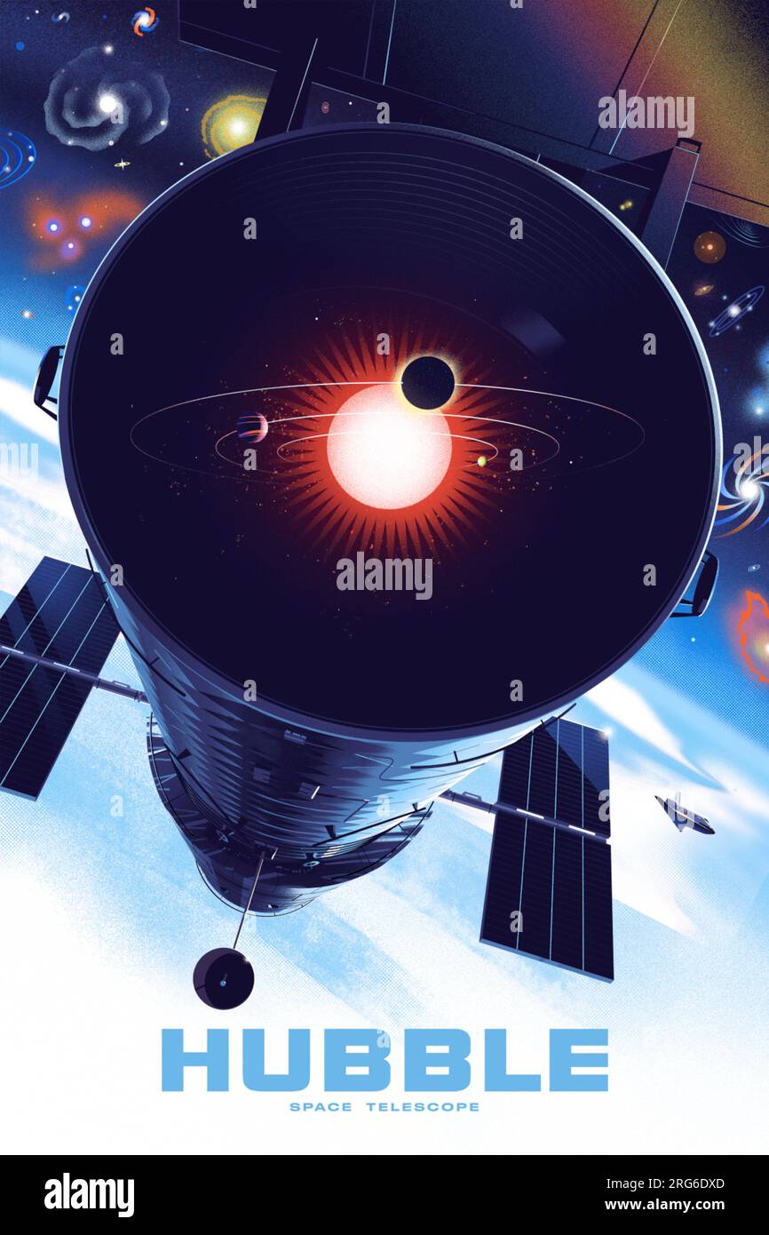 Hubble Space Telescope Poster. Stock Photo