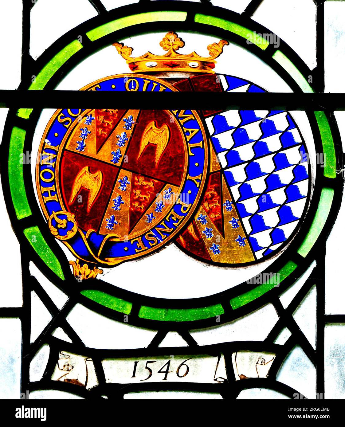 Stanhoe, Norfolk, Arms of Edward Seymour, Duke of Somerset, Earl of Hertford, Lord Protector in reign of his nephew King Edward 6th, brother of Queen Stock Photo