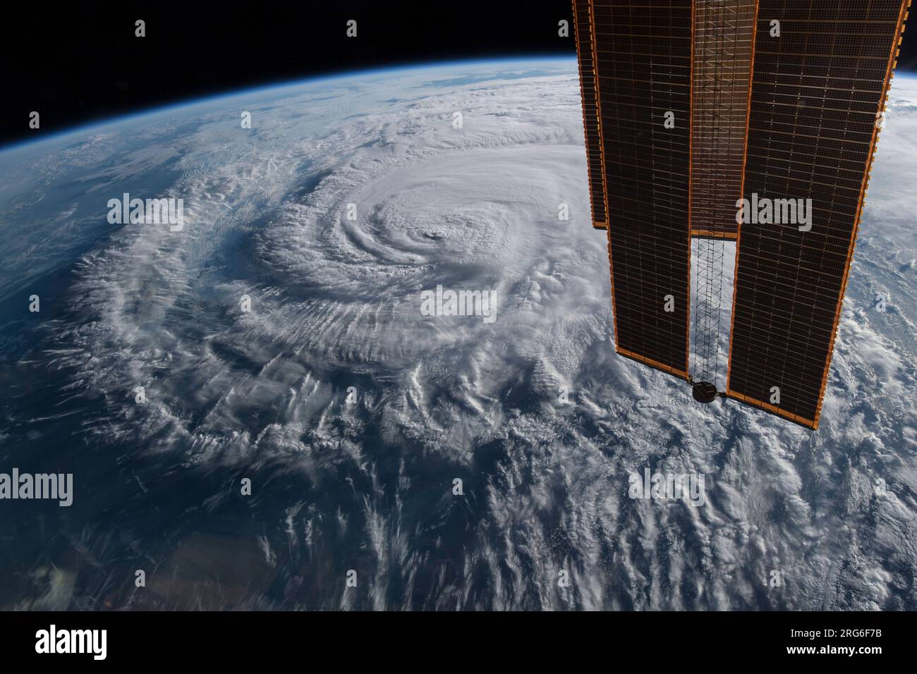 Hurricane Florence as it was making landfall near Wrightsville Beach, North Carolina. Stock Photo