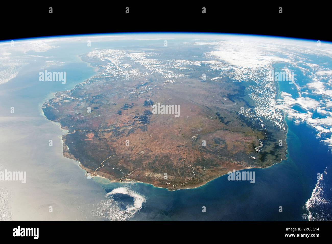 View from space of the island of Madagascar. Stock Photo
