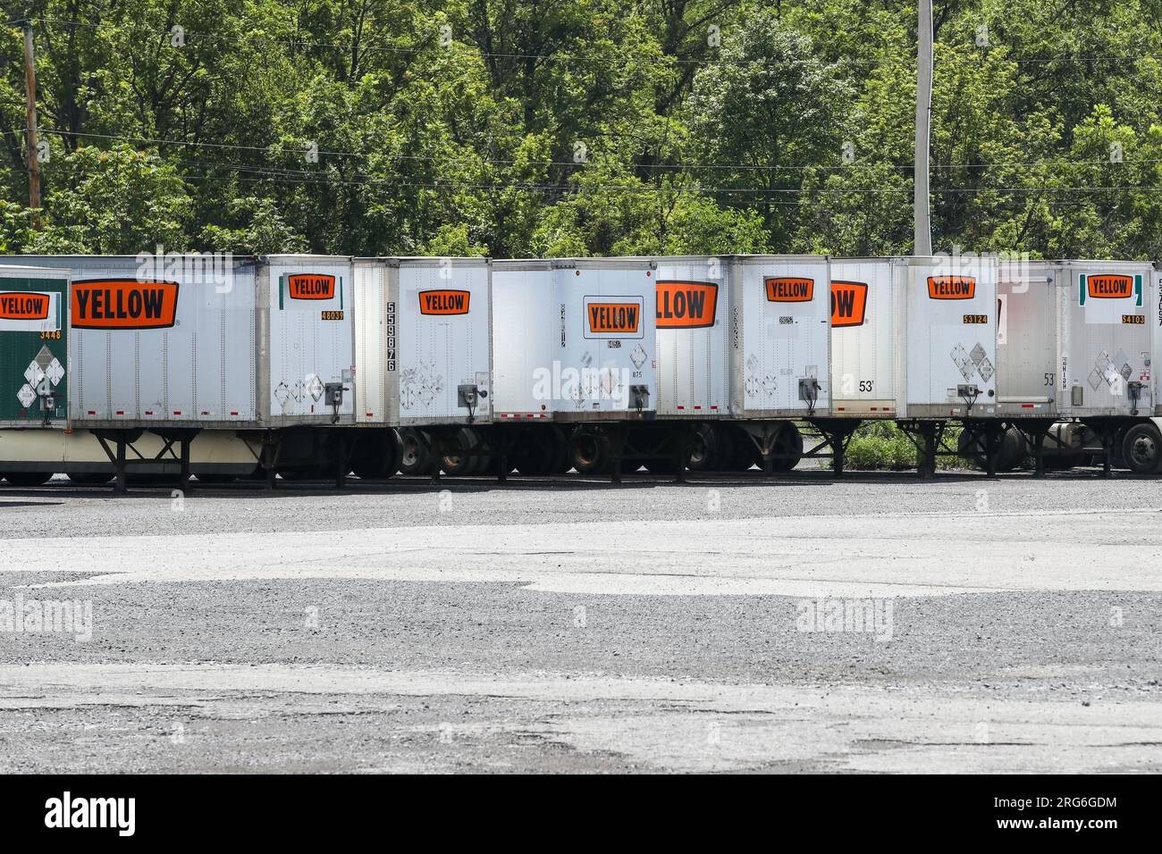 Milton, United States. 07th Aug, 2023. Yellow Corporation trailers are