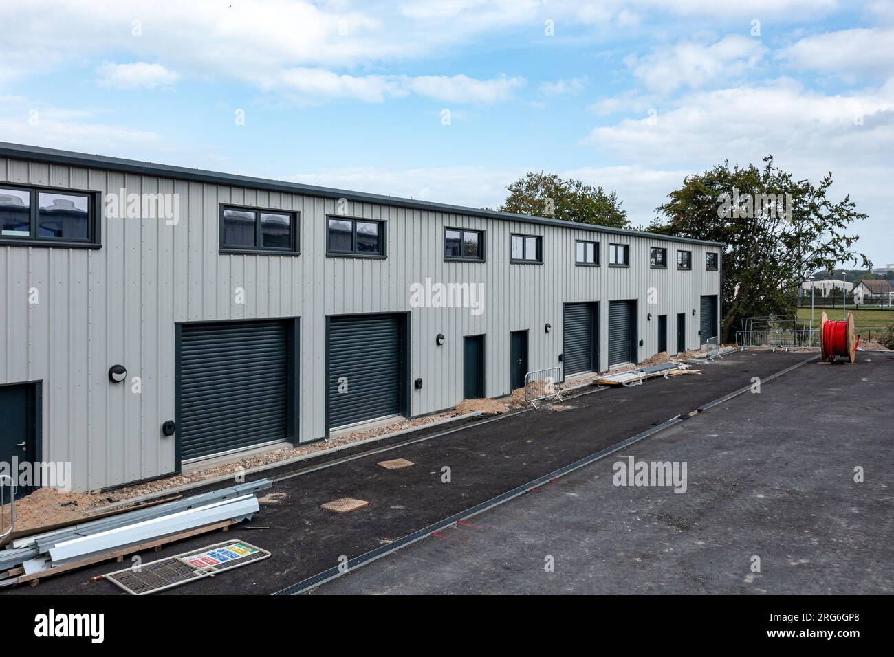 New industrial estate units currently under construction Stock Photo