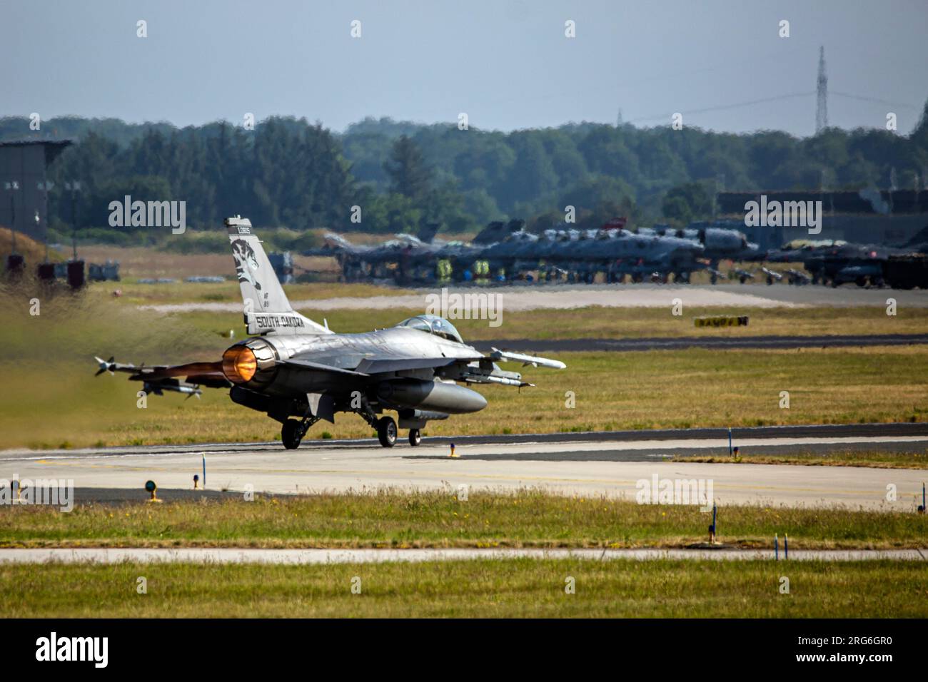 South Dakota Air National Guard F-16C Jet during Exercise Air Defender 2023 in Jagel, Germany. Stock Photo