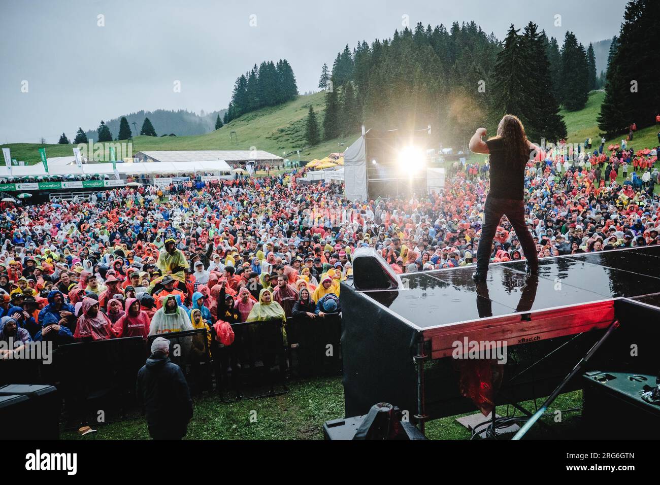 Flumserberg, Switzerland. 29th, July 2023. The Swiss rock band Megawatt