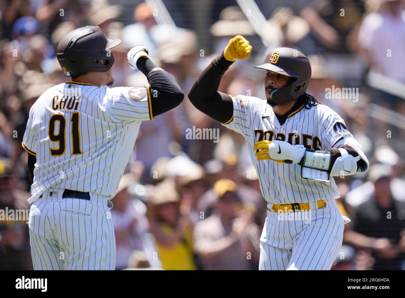 San Diego Padres' Ji Man Choi batting during the seventh inning of a  baseball game against the Los Angeles Dodgers, Friday, Aug. 4, 2023, in San  Diego. (AP Photo/Gregory Bull Stock Photo 