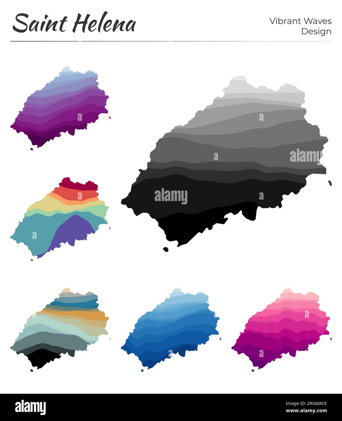 Set of vector maps of Saint Helena. Vibrant waves design. Bright map of ...