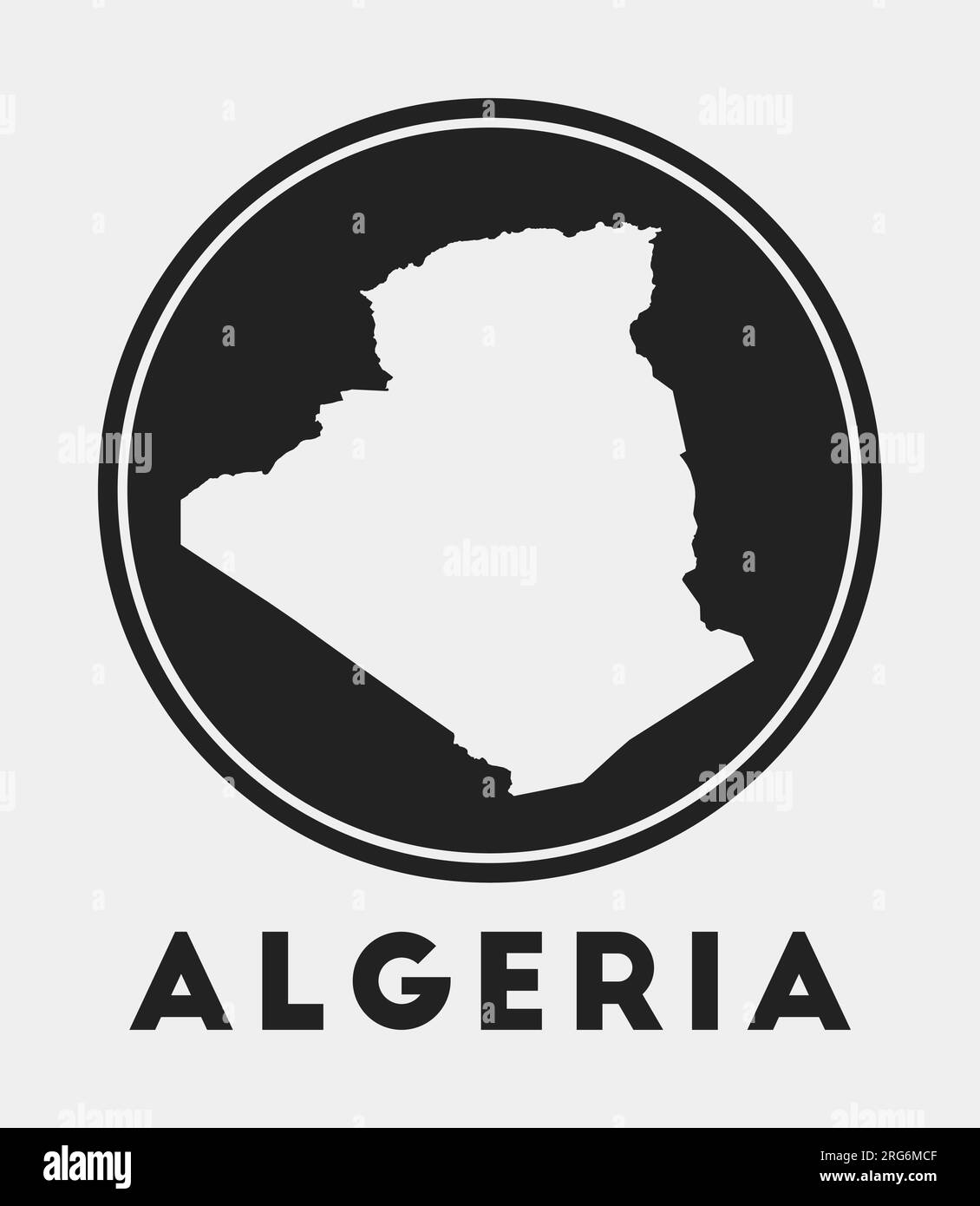 Algeria icon. Round logo with country map and title. Stylish Algeria badge with map. Vector illustration. Stock Vector