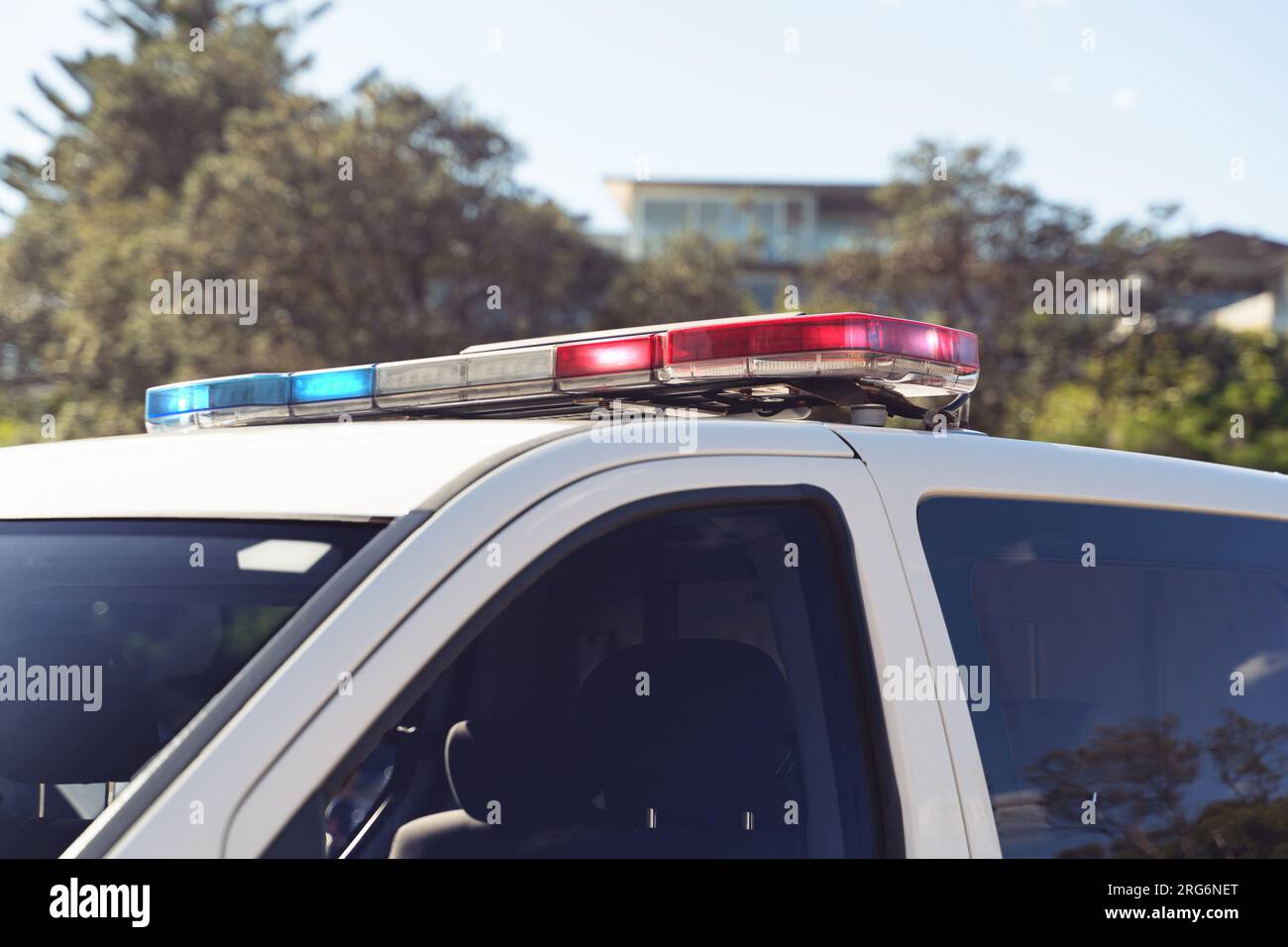 Police siren with flashlights, close up Stock Photo