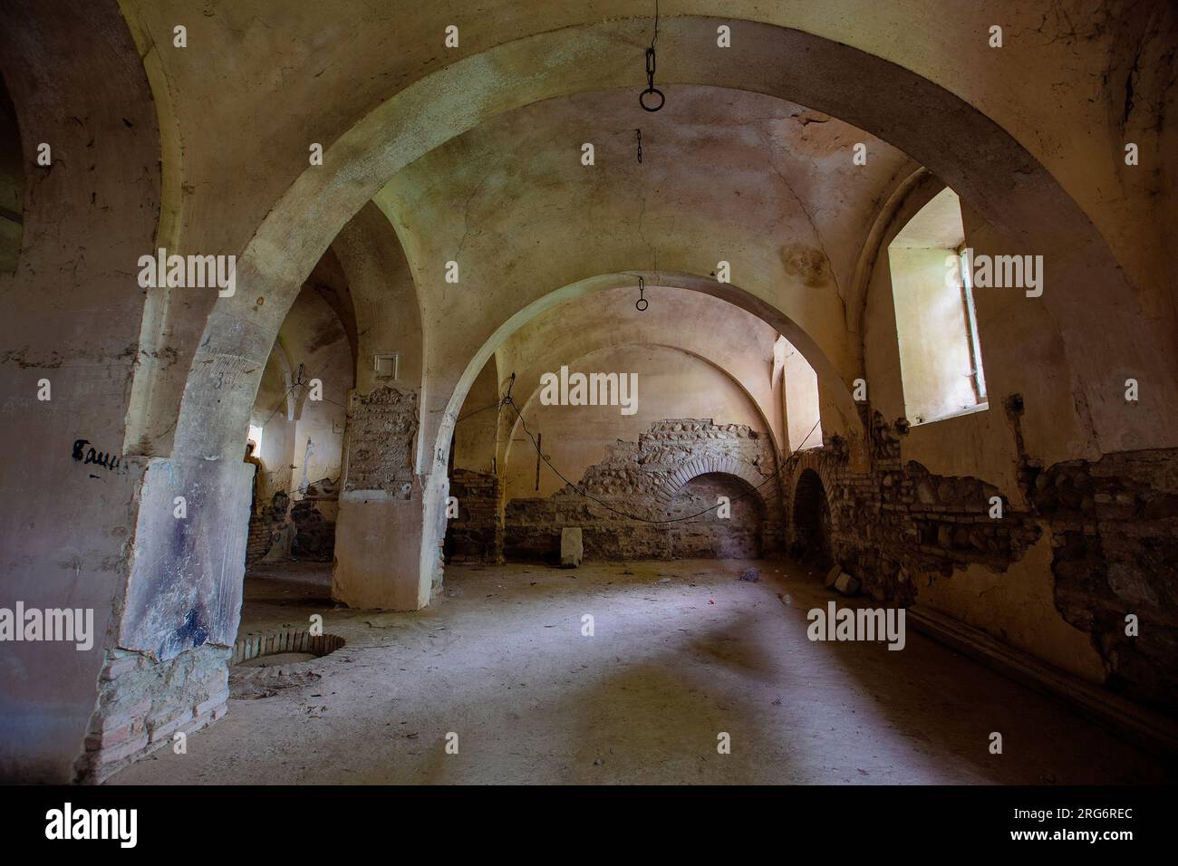 Old vaulted basement under abandoned castle Stock Photo Alamy