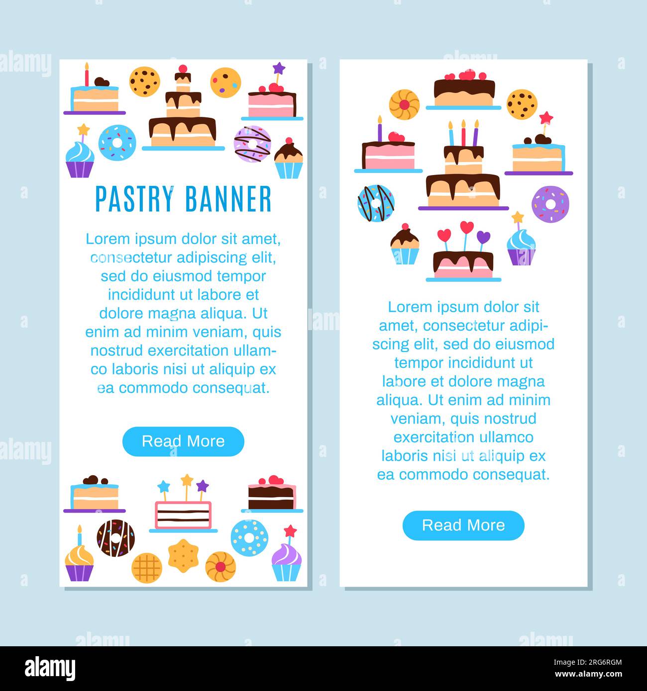 Pastry vertical banner with text space and button Stock Vector Image ...