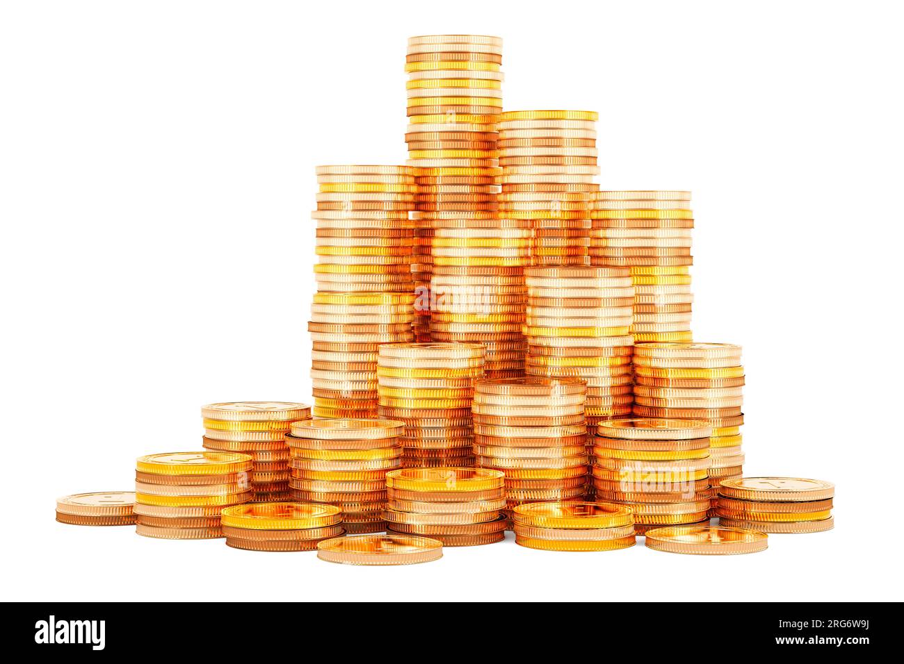 Stack of Golden Coins, 3D rendering isolated on white background Stock ...
