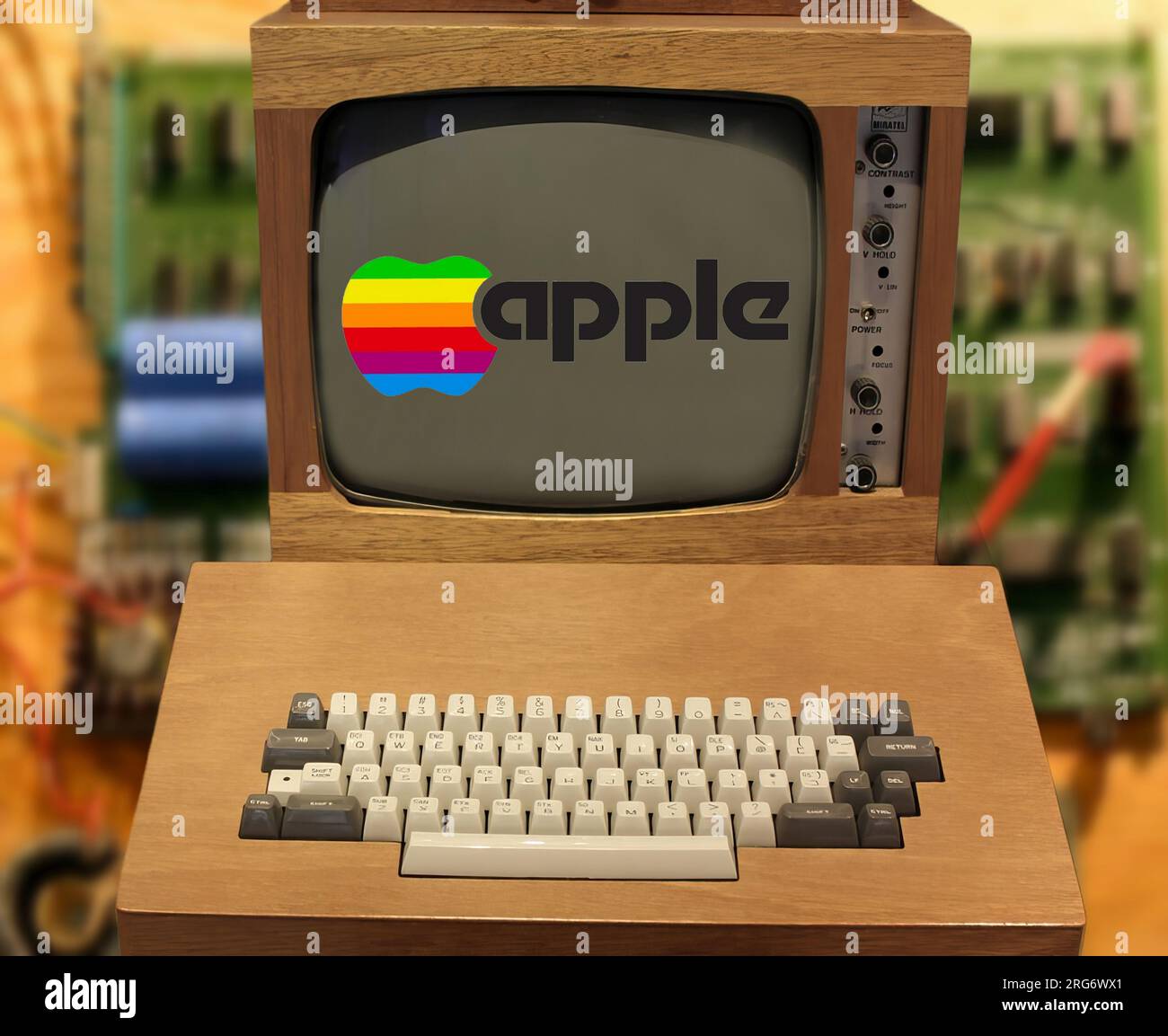 The legendary Apple I, the first computer produced by APPLE, was sold in a KIT to be assembled Stock Photo