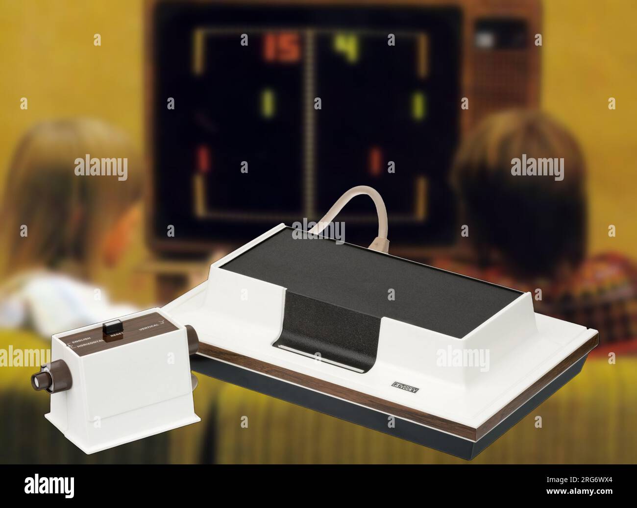 The Magnavox Odyssey was first video game console , born in 1972 had no processor and ran the famous PONG Stock Photo