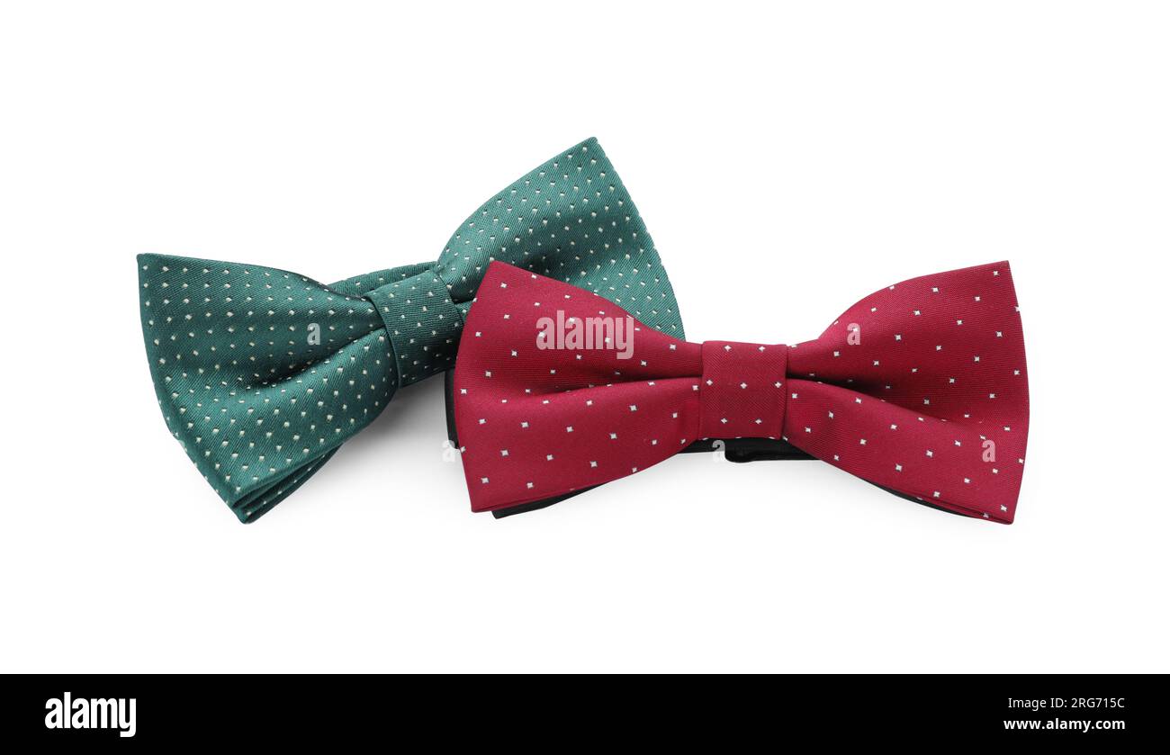 Different stylish bow ties on white background Stock Photo