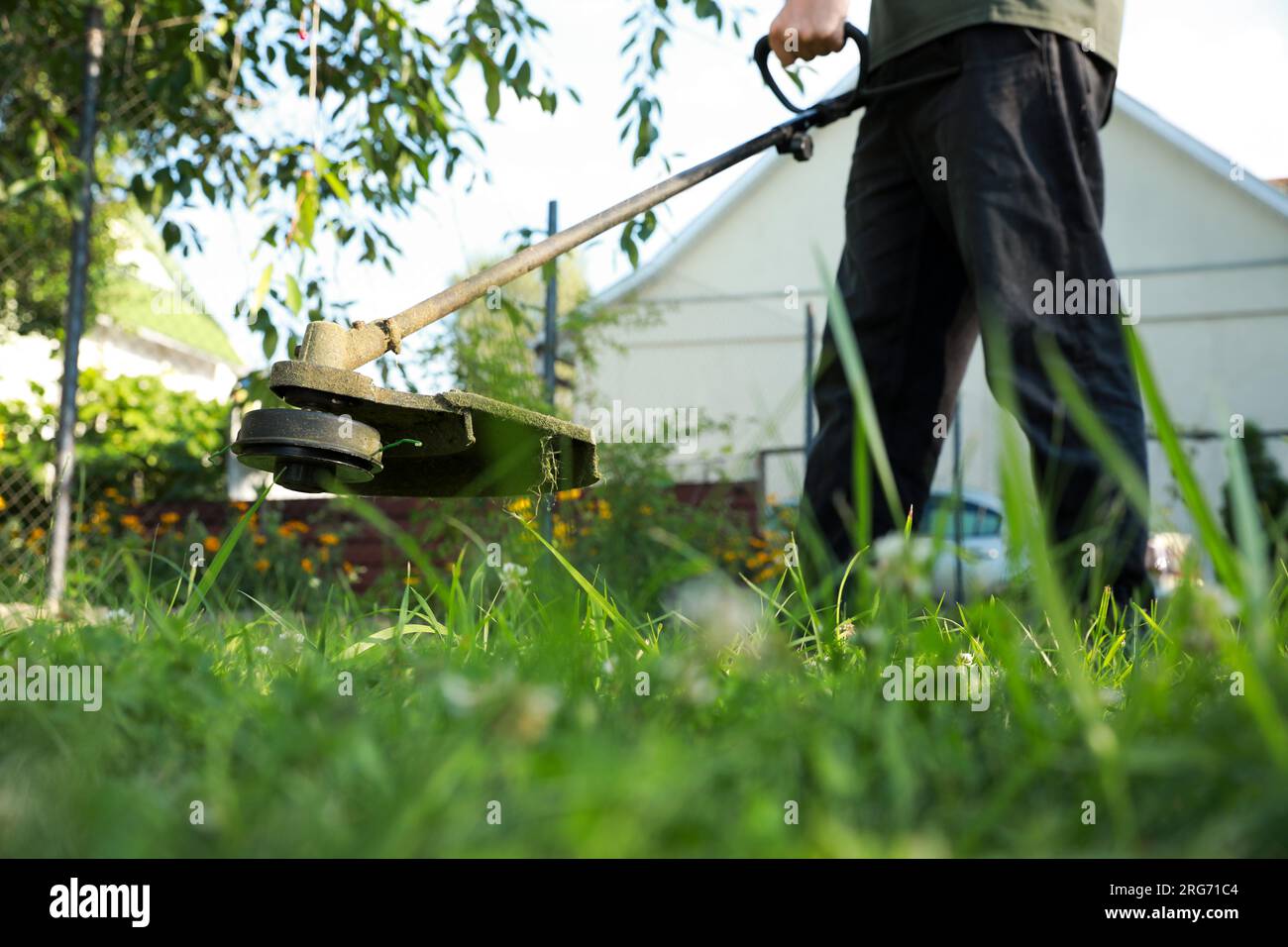 Cut grass discount with string trimmer