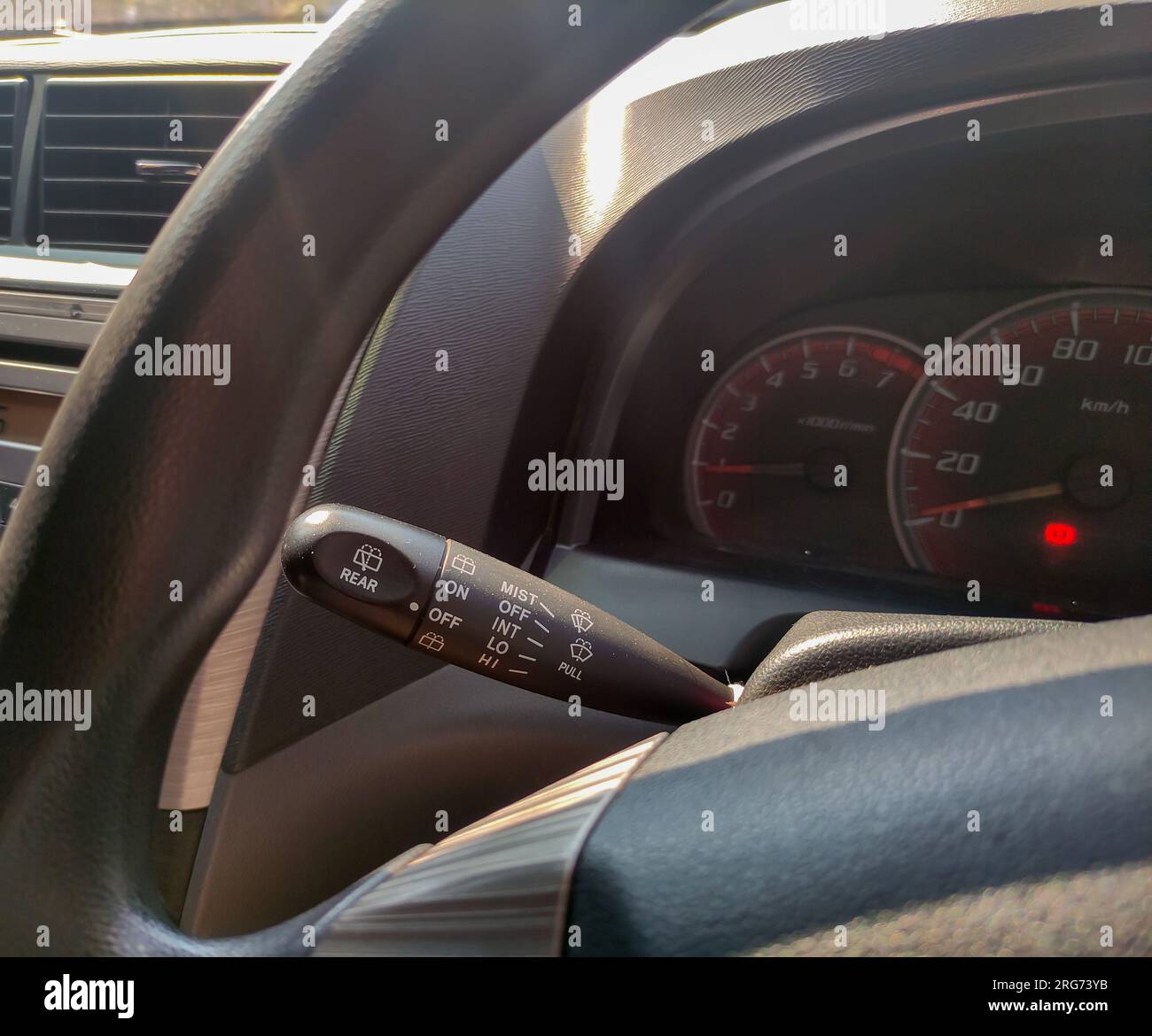 car interior. the switch for adjusting the windshield wipers Stock Photo Alamy