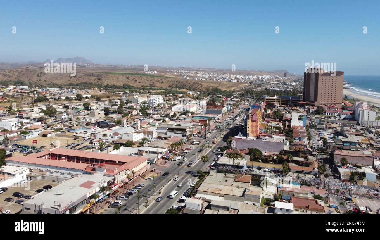 PHOTOGRAPHY WITH DRONE IN ROSARITO BAJA CALIFORNIA MEXICO Stock Photo
