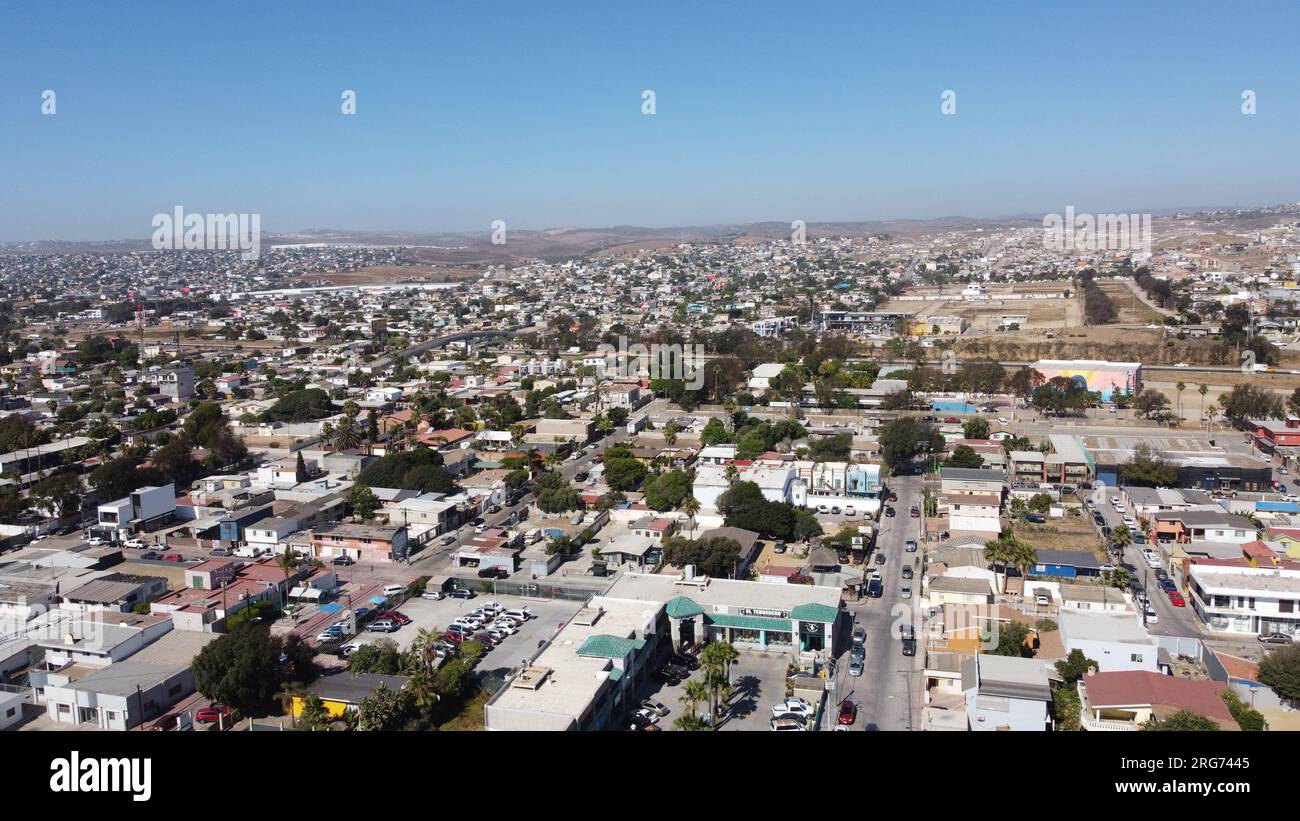 PHOTOGRAPHY WITH DRONE IN ROSARITO BAJA CALIFORNIA MEXICO Stock Photo
