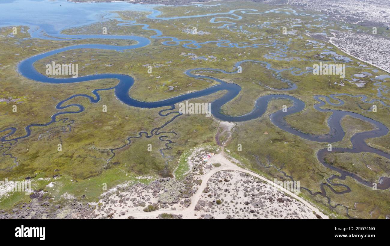 DRONE PHOTOGRAPHY OF THE WETLANDS IN SAN QUINTIN BAJA CALIFORNIA MEXICO