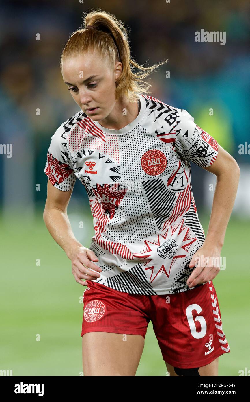Sydney, Australia. 07th Aug, 2023. Karen Holmgaard of Denmark warms up before the FIFA Women's World Cup 2023 Round of 16 match between Australia and Denmark at Stadium Australia on August 7, 2023 in Sydney, Australia Credit: IOIO IMAGES/Alamy Live News Stock Photo