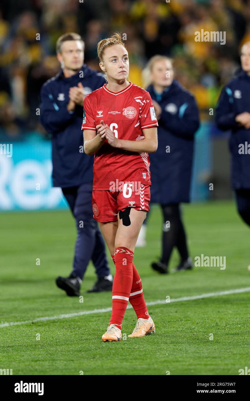 Sydney, Australia. 07th Aug, 2023. Karen Holmgaard of Denmark thanks the crowd after the FIFA Women's World Cup 2023 Round of 16 match between Australia and Denmark at Stadium Australia on August 7, 2023 in Sydney, Australia Credit: IOIO IMAGES/Alamy Live News Stock Photo