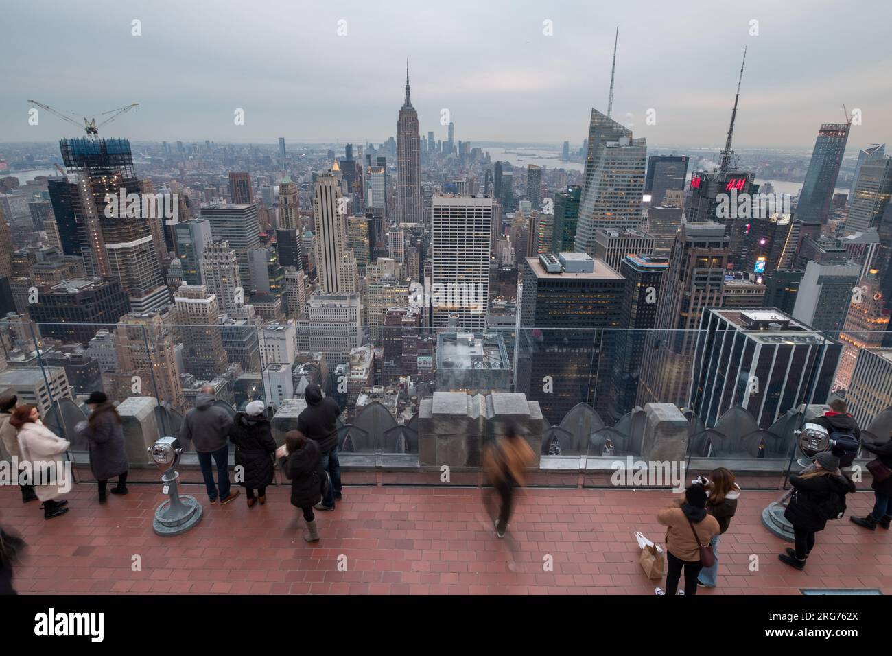 Manhatta, New York, USA - December 9th, 2018: Classic view from the top of the Top of the Rock building towards the south of the island of Manhattan. Stock Photo