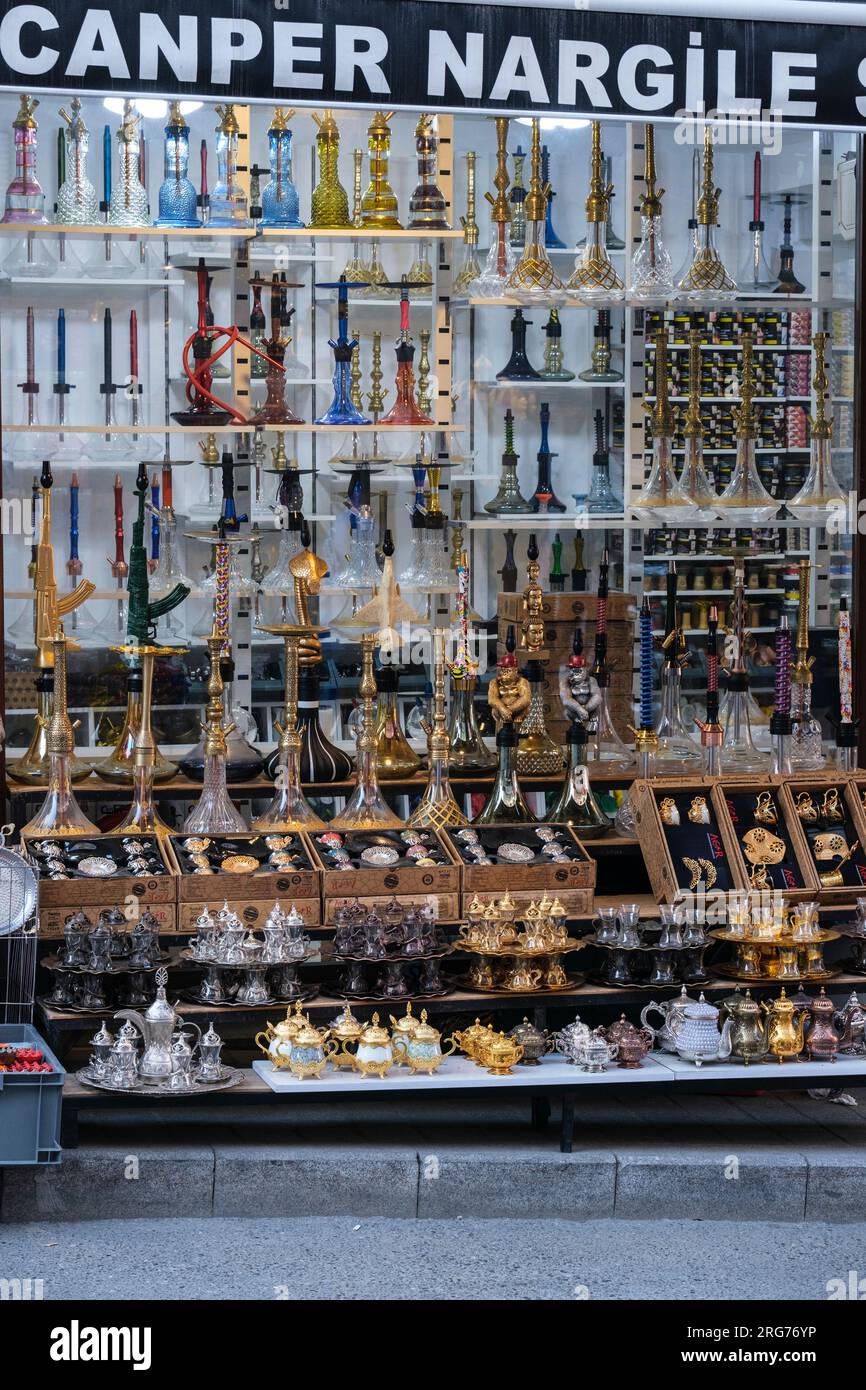 Istanbul, Turkey, Turkiye. Narghile Shop. Stock Photo