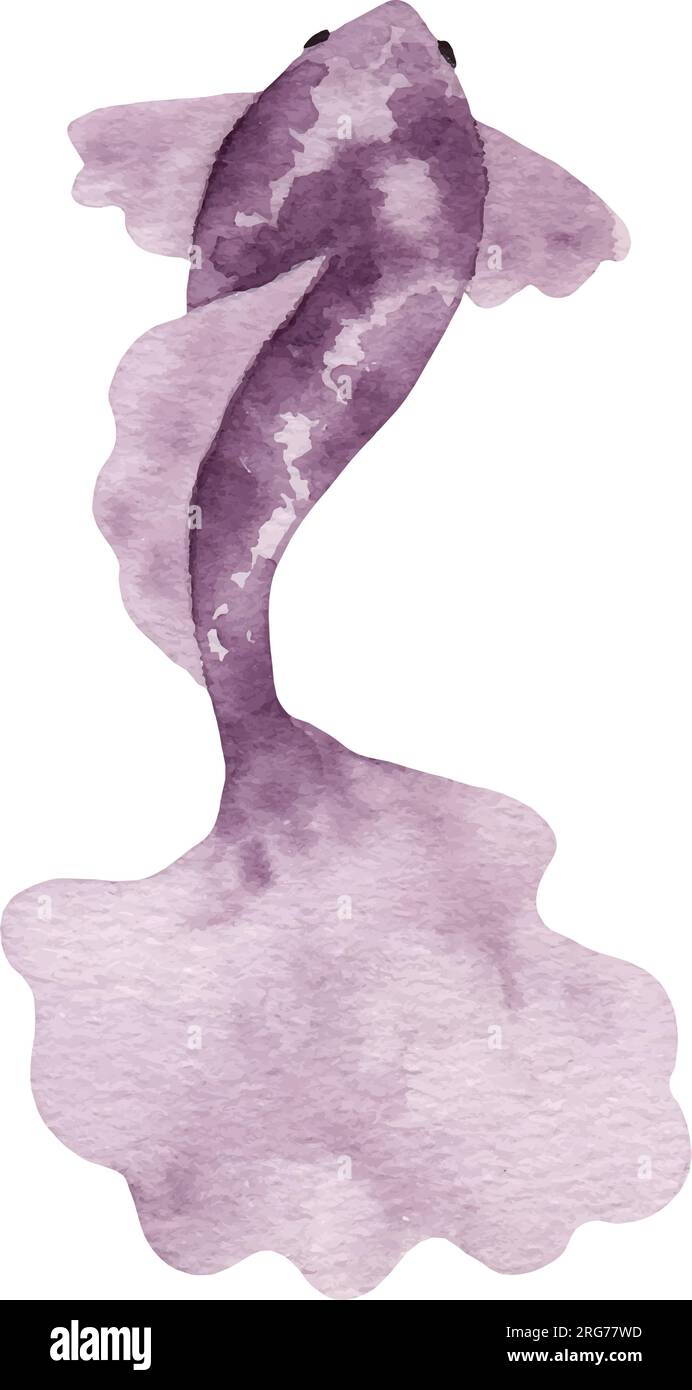 Watercolor koi fish. Single color, simple, stylized style. Ideal for ...