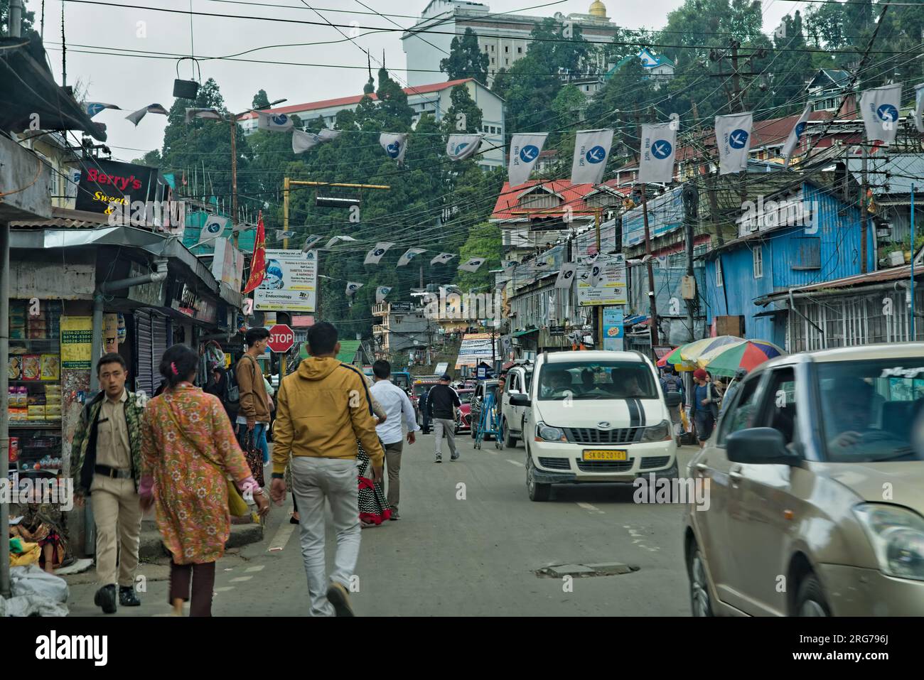 Darjeeling, West Bengal, India- 05.26.2023.view of street situation in Darjeeling hill station Stock Photo