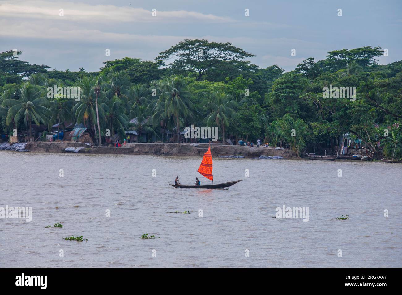 Sail boat on the Kirtonkhola River in Barisal. Bangladesh. Stock Photo